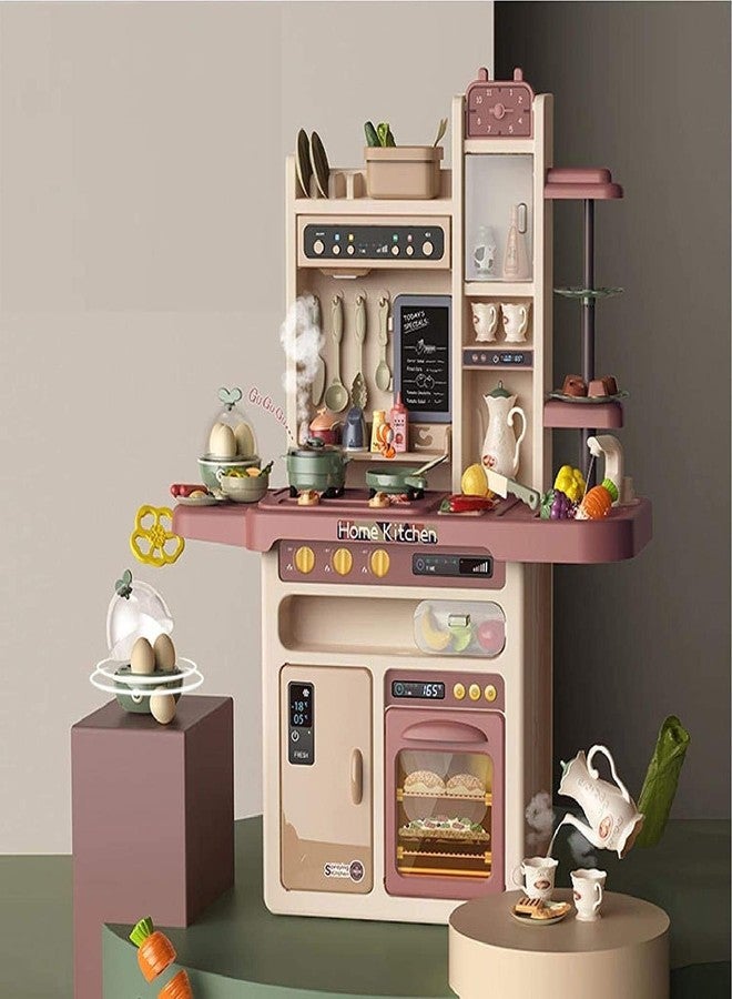 Coracy Kid New Toy Kitchen Playset with Realistic Lights & Sounds Play Sink with Running Water, Dessert Shelf Toy & Kitchen Accessories Set - Image 1